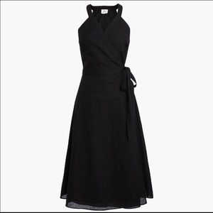 J Crew linen Black Wrap Dress